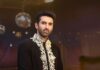 KORA by NM Welcomes Aditya Roy Kapur as Its New Brand Face Aditya Roy Kapur in a black embroidered occasionwear ensemble for KORA by NM