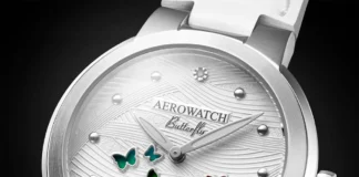 Aerowatch 1942 Harmonie Butterfly dial with colour-changing butterflies