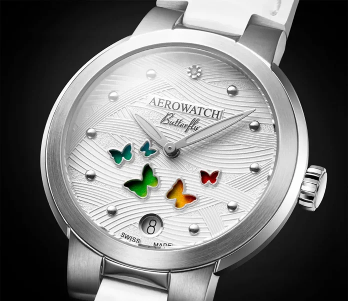 Aerowatch Harmonie Butterfly dial Aerowatch 1942 Harmonie Butterfly dial with colour-changing butterflies