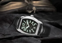Aerowatch Brings Colour-Changing Butterflies and a Guilloché Classic to Diwali Aerowatch A 60959 AA10 automatic watch with black guilloché dial and green luminous numerals