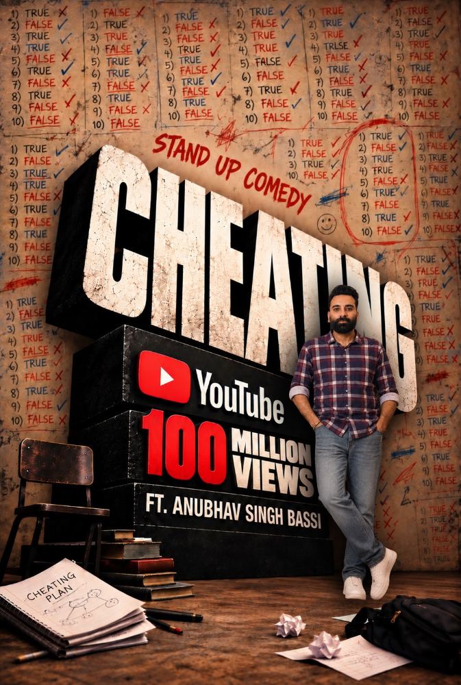 anubhav-singh-bassi-cheating-100-million-views Anubhav Singh Bassi Cheating stand-up comedy 100 million YouTube views poster