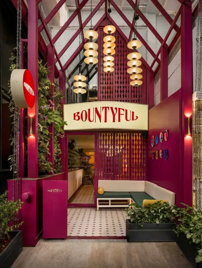 The entrance of Bountyful, a vegetarian restaurant in Indiranagar, Bengaluru The entrance of Bountyful, a vegetarian restaurant in Indiranagar, Bengaluru