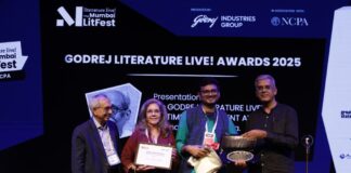 Award presentation at the Godrej Literature Live! Awards ceremony, NCPA Mumbai