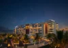 Grand Hyatt Kochi Bolgatty lit up at dusk on Bolgatty Island, Kochi
