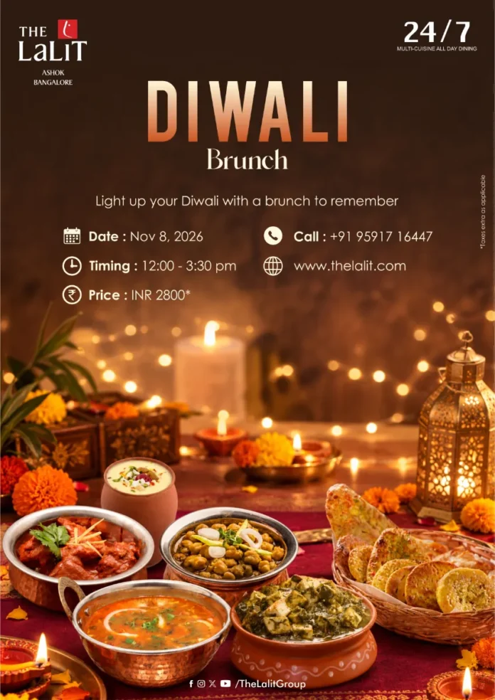 Diwali Brunch at The LaLiT Ashok Bengaluru Diwali Brunch at 24/7, The LaLiT Ashok Bengaluru, with a festive Indian spread