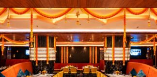 Festive table settings at Planet Dailies, Planet Hollywood Thane