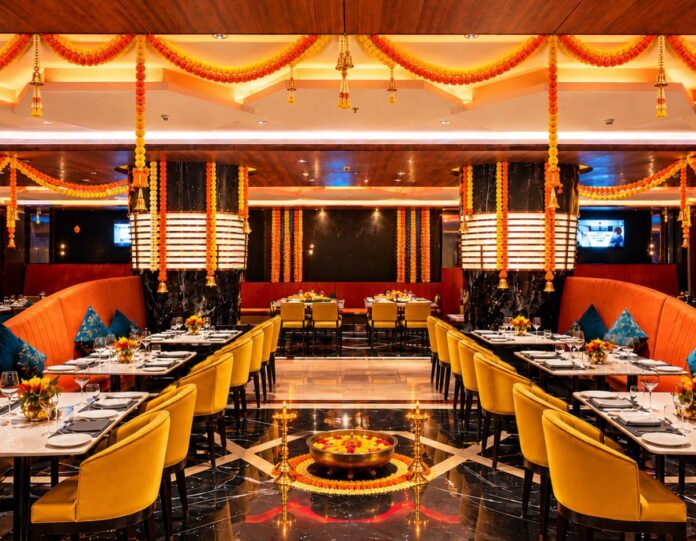 Festive table settings at Planet Dailies, Planet Hollywood Thane