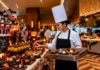 A chef at the Halloween dessert spread at Feast, Sheraton Grand Bangalore Hotel at Brigade Gateway