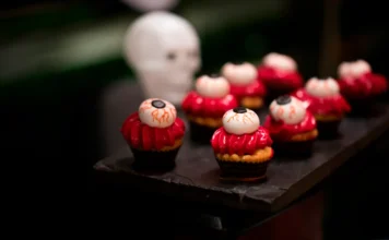 Eyeball-topped Halloween cupcakes at Anise, Taj Coromandel, Chennai