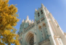 Washington, DC This Autumn: Reopenings, New Exhibitions and Festivals to Plan For Washington National Cathedral with autumn foliage and a blue sky