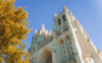 Washington, DC This Autumn: Reopenings, New Exhibitions and Festivals to Plan For Washington National Cathedral with autumn foliage and a blue sky