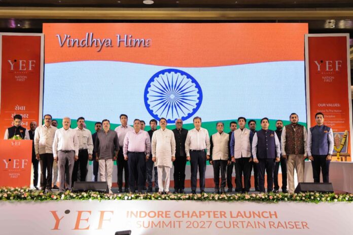 YEF Bharat Indore Chapter launch and Summit 2027 curtain raiser on stage in Indore